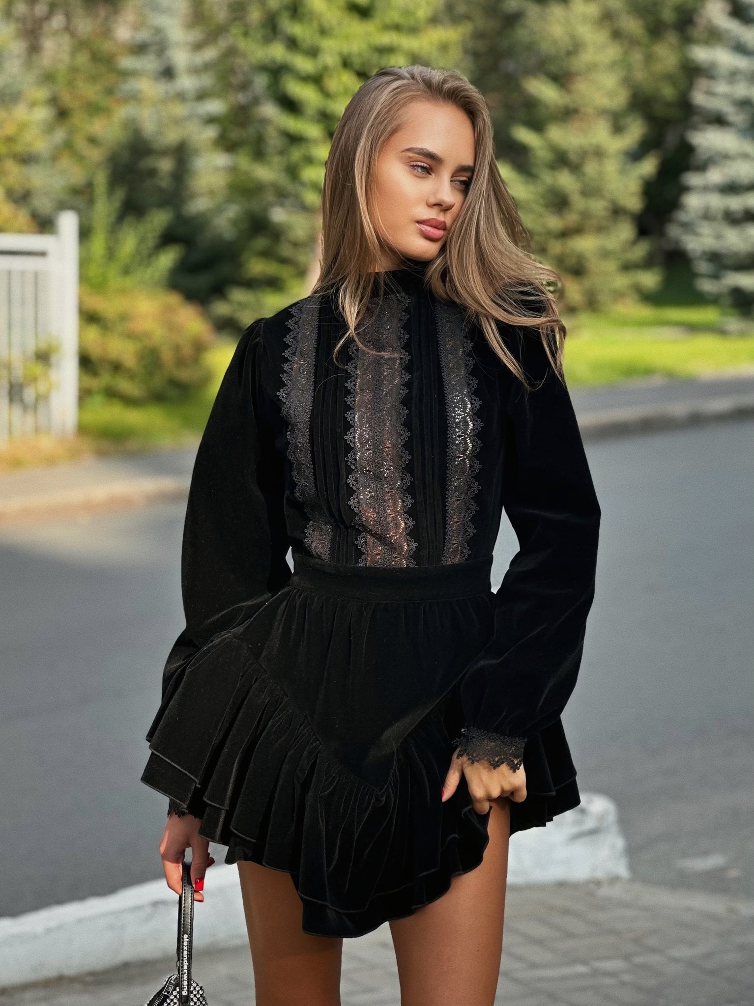 Velvet Overall Dress (Black)